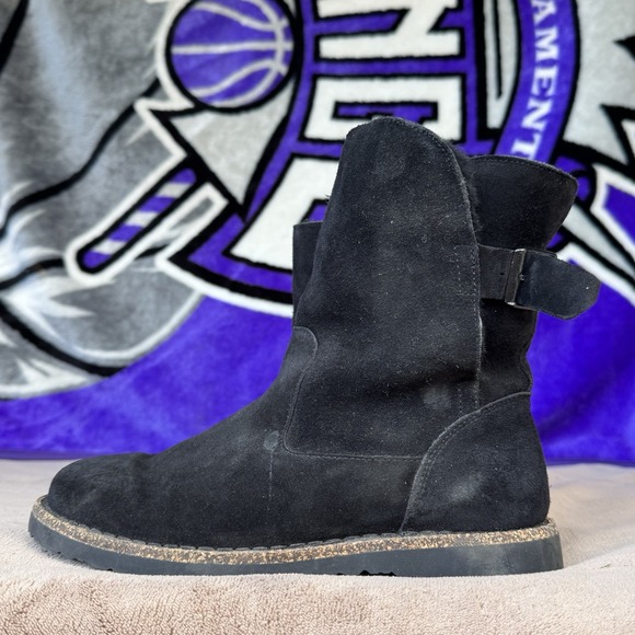 Size 39/W8 - Birkenstock Uppsala Shearling Black Suede Leather Boots Women's - Picture 1 of 10